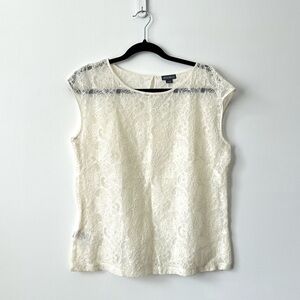 Eddie Bauer Cream Lace Sleeveless Blouse